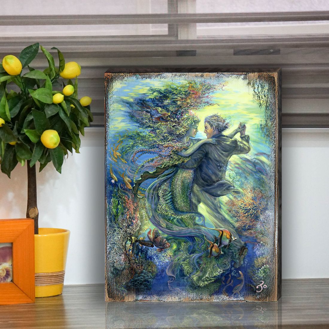 For the Love of a Mermaid Fantasy Wooden Wall Art by Josephine Wall - Fantasy Décor - 852133-JW