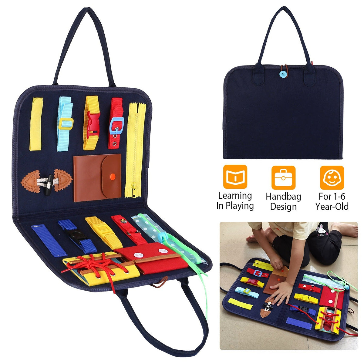 Kids Busy Board Sensory Activity Board Preschool Learning Toys Montessori Educational Gift for 1-6 Years Old Baby Toddler Girls Boys