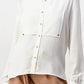 Oversized Military Blouse – Gold Button Long Sleeve Top | Femstylo