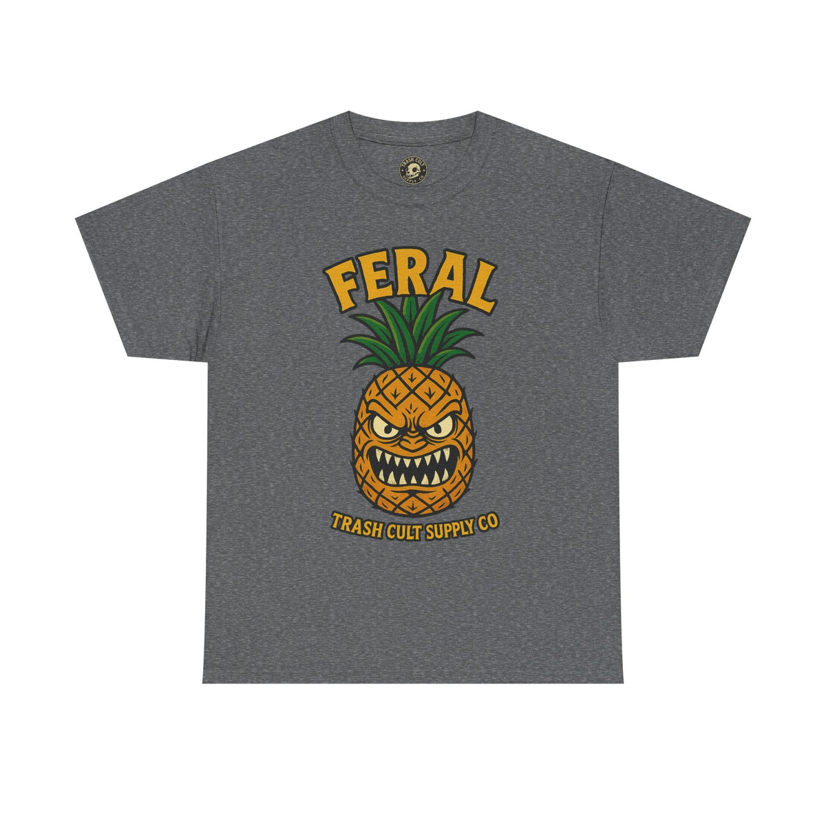Feral Evil Pineapple Shirt – Aggressive Fruit Trashcore Tee – Gildan 5000 Unisex