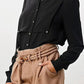 Oversized Military Blouse – Gold Button Long Sleeve Top | Femstylo
