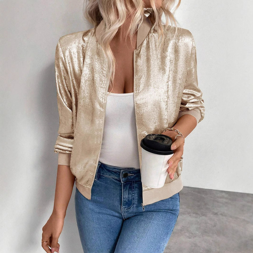 Thin Coat With Zip Slim Fit Slimming Casual Jacket Top