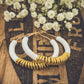 Beautiful White and Gold Clay Hoops
