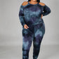 Plus Size Women's Off Shoulder Tie Dye Casual Suit