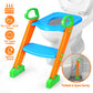 Potty Training Toilet Seat w/ Steps Stool Ladder For Children Baby Foldable Splash Guard Toilet Trainer Chair Anti-slip Feet Pedal Handle 132LBS Max L