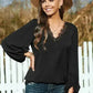 Lace V Neck Balloon Sleeves Top