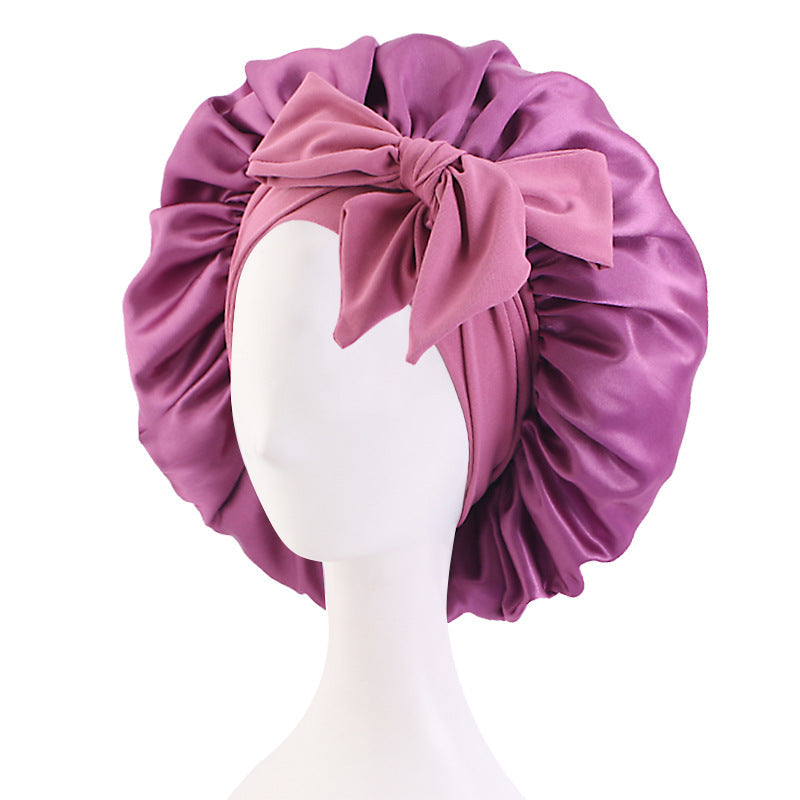 Solid Color Simulation Silk Elastic Ribbon Colored Ding Round Hat