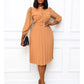Plus Size Solid Color Midi Dress for Women