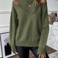 Women’s Elegant Off-Shoulder Turtleneck Sweater — Long Sleeve Knit Top