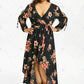 Plus Size Long Sleeve Floral Off-Shoulder Dress