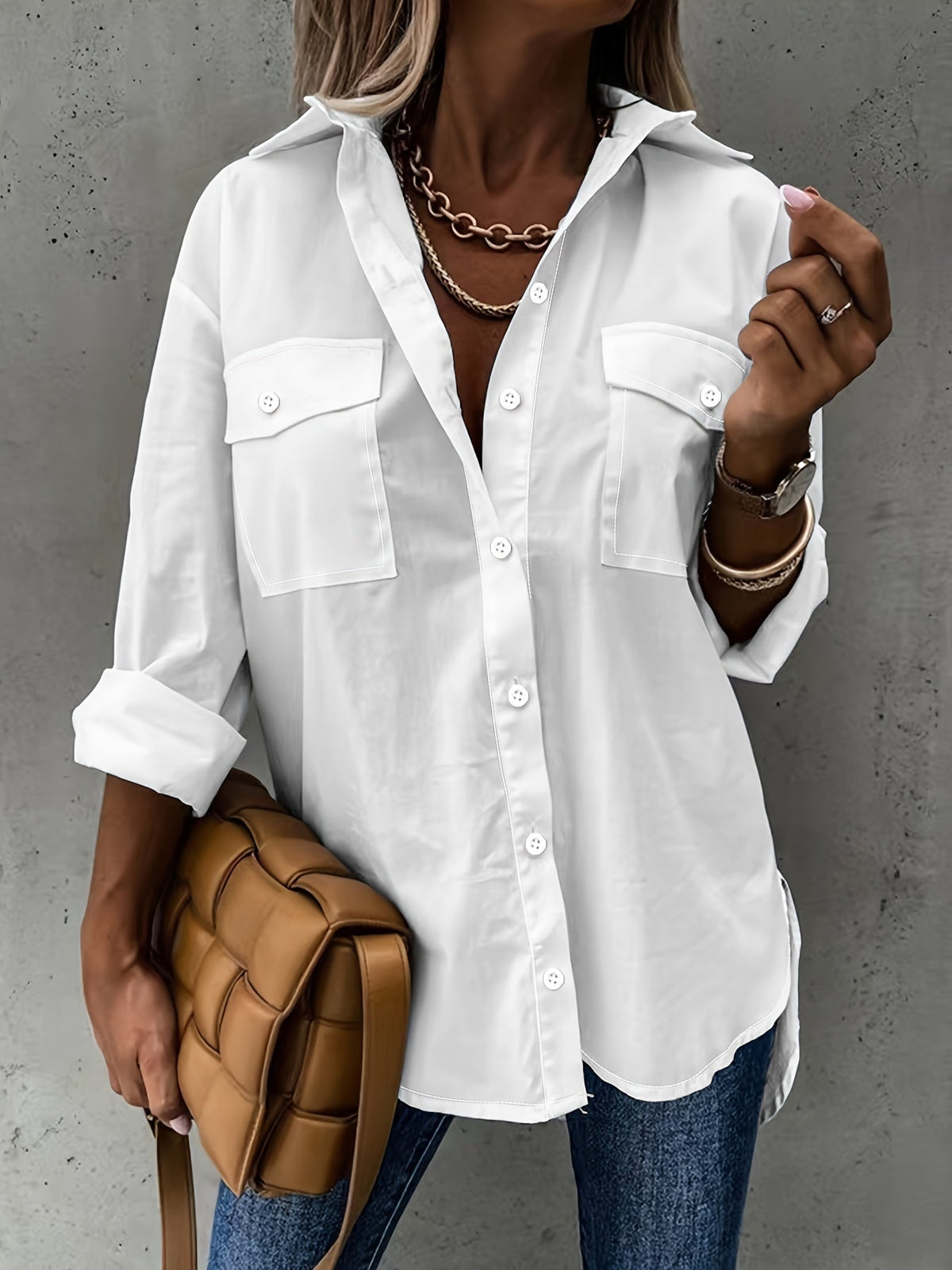 Women’s Casual Long Sleeve Shirt with Pocket