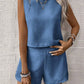 Women's Solid Color Sleeveless Vest & Shorts Set