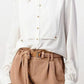 Oversized Military Blouse – Gold Button Long Sleeve Top | Femstylo