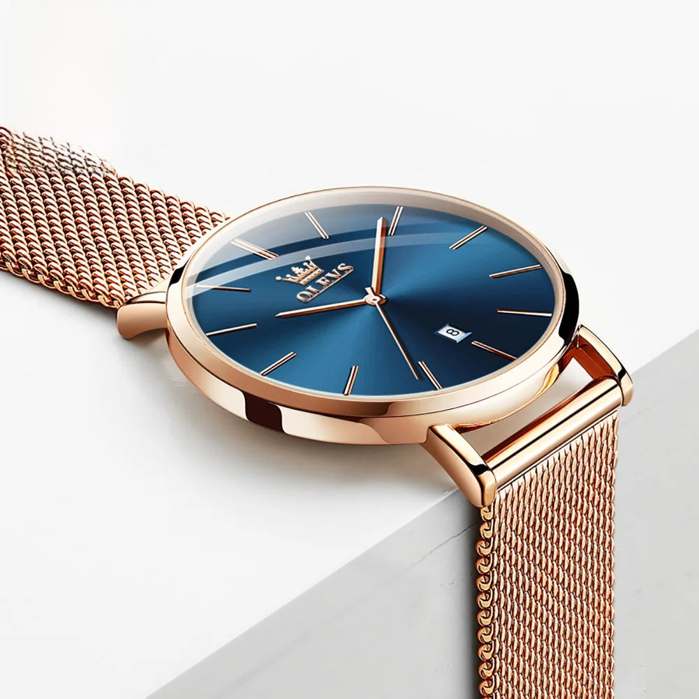 Women's Minimalist Mesh Date Quartz Watch