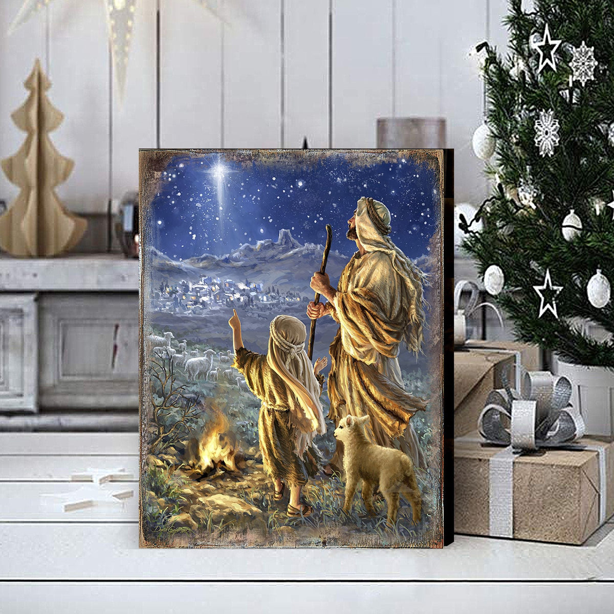 Shepherds Keeping Watch Wooden Wall Art by D. Gelsinger - Nativity Holiday Décor - 95632B38