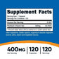 Nutricost Vitamin B2 (Riboflavin) 400mg, 120 Capsules, Supplement