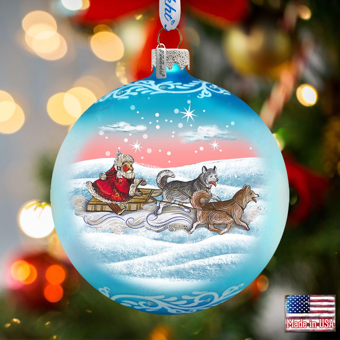 Northern Light Ball Glass Ornament by G. DeBrekht - Christmas Santa Snowman Decor - 73315