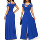Plus Size V-Neck Off-Shoulder Maxi Dress