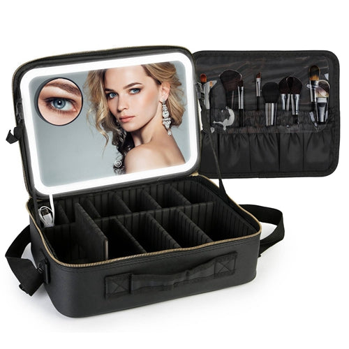 Travel Makeup Bag with LED Mirror