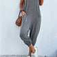 Women's Solid Color Zipper Patch Pocket Sling Jumpsuit For Women