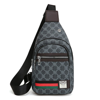 New Contrast Color PU Soft Leather Casual Chest Bag Men And Women Crossbody Tide Travel Fashion Small Backpack