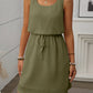 Breezy Waffle-Knit Drawstring Mini Tank Dress