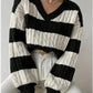 Chic Striped V-Neck Sweater