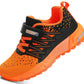 KUBUA Kids Sneakers for Boys Girls Running Tennis Shoes Lightweight Breathable Sport Athletic 4 Big Kid Black Orange