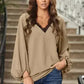Lace V Neck Balloon Sleeves Top