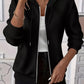 Texture Zip-Up Hoodie with Drawstring