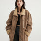 Women's Motorcycle Clothing Suede Lamb Wool Reverse Coat