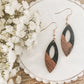 Beautiful Oval Wood and Black Earrings