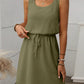 Breezy Waffle-Knit Drawstring Mini Tank Dress