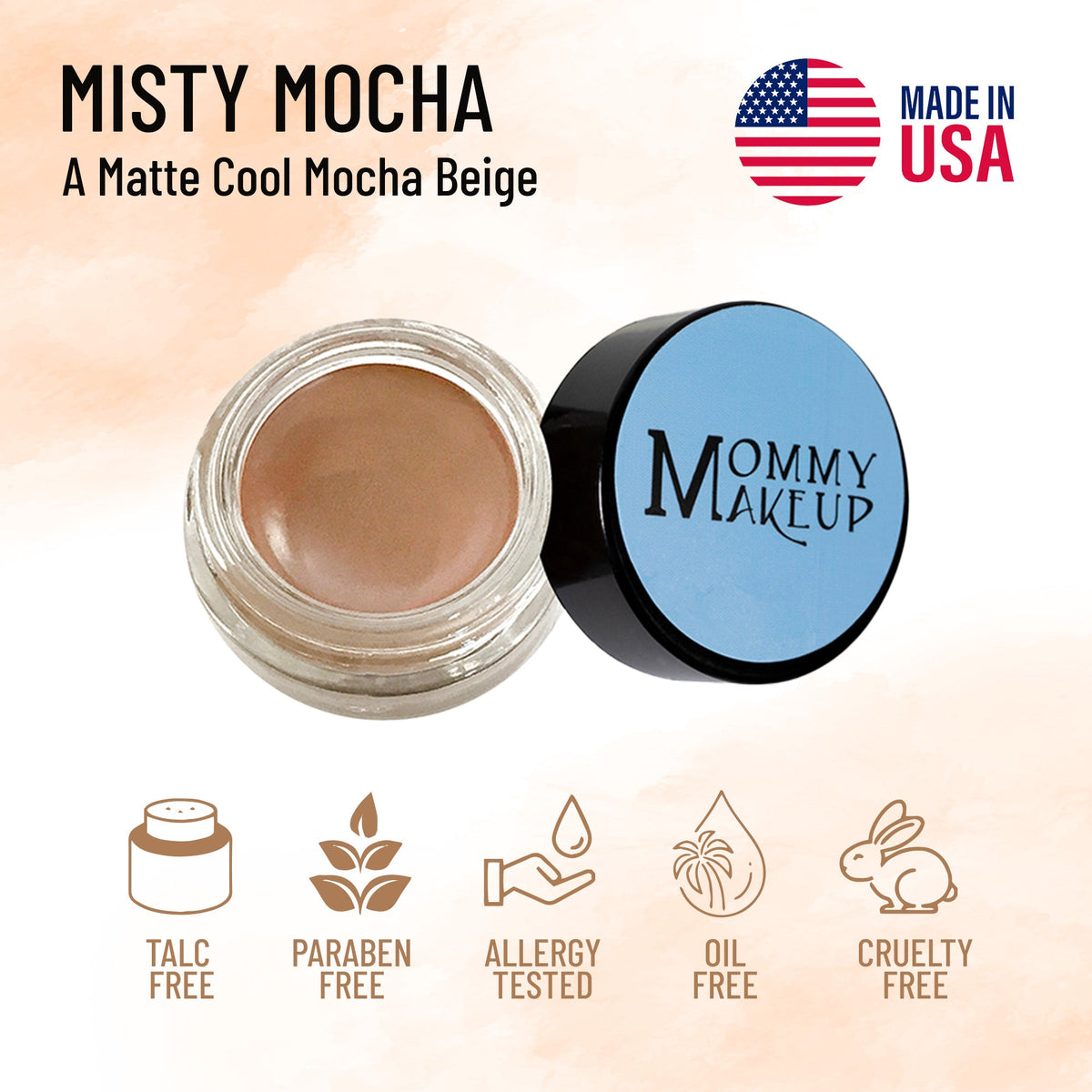 Misty Mocha Any Wear Creme - A Waterproof Multi-tasking creme to powder product for eyes, cheeks & lips. Can be worn anywhere