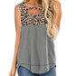 Women's Sleeveless Color Block Leopard Print Top