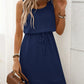 Breezy Waffle-Knit Drawstring Mini Tank Dress