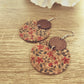 Beautiful Red and Blue Floral Cork and Wood Earrings