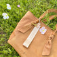 Beige Oversized Logo Keychain