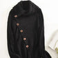Black Buttoned Wrap Turtleneck Sweater