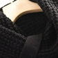 Black Buttoned Wrap Turtleneck Sweater