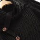 Black Buttoned Wrap Turtleneck Sweater