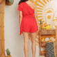 Red One Shoulder Self-tie Around Belt Romper