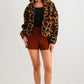 Leopard Teddy Zip-up Two Pocket Jacket