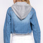 Long Slv Terry Hoodie Denim Jacket