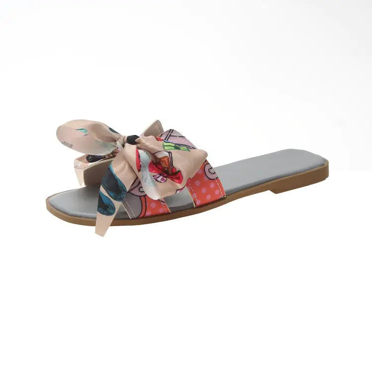 Women's Fashion Summer Flat Slippers with Bow Detail