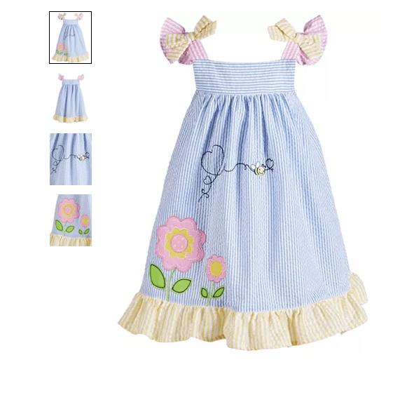 Blueberi Boulevard Baby Girls Gingham Bumblebee Sundress, 6-9 Months