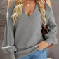 V Neck Cold Shoulder Sweater