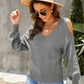 V Neck Cold Shoulder Sweater