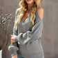 V Neck Cold Shoulder Sweater