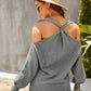 V Neck Cold Shoulder Sweater